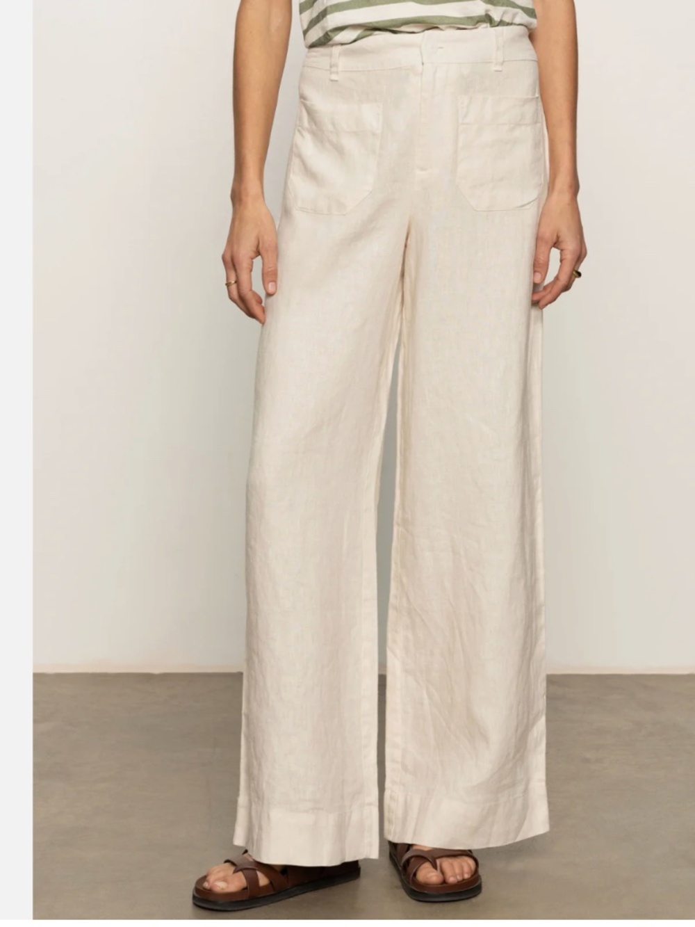 Sanctuary Cream Wide-Leg Linen Pants